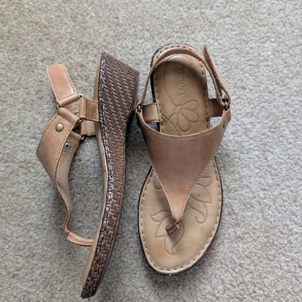 Born Tan Sandals with Cushioned Footbed and Woven Sole